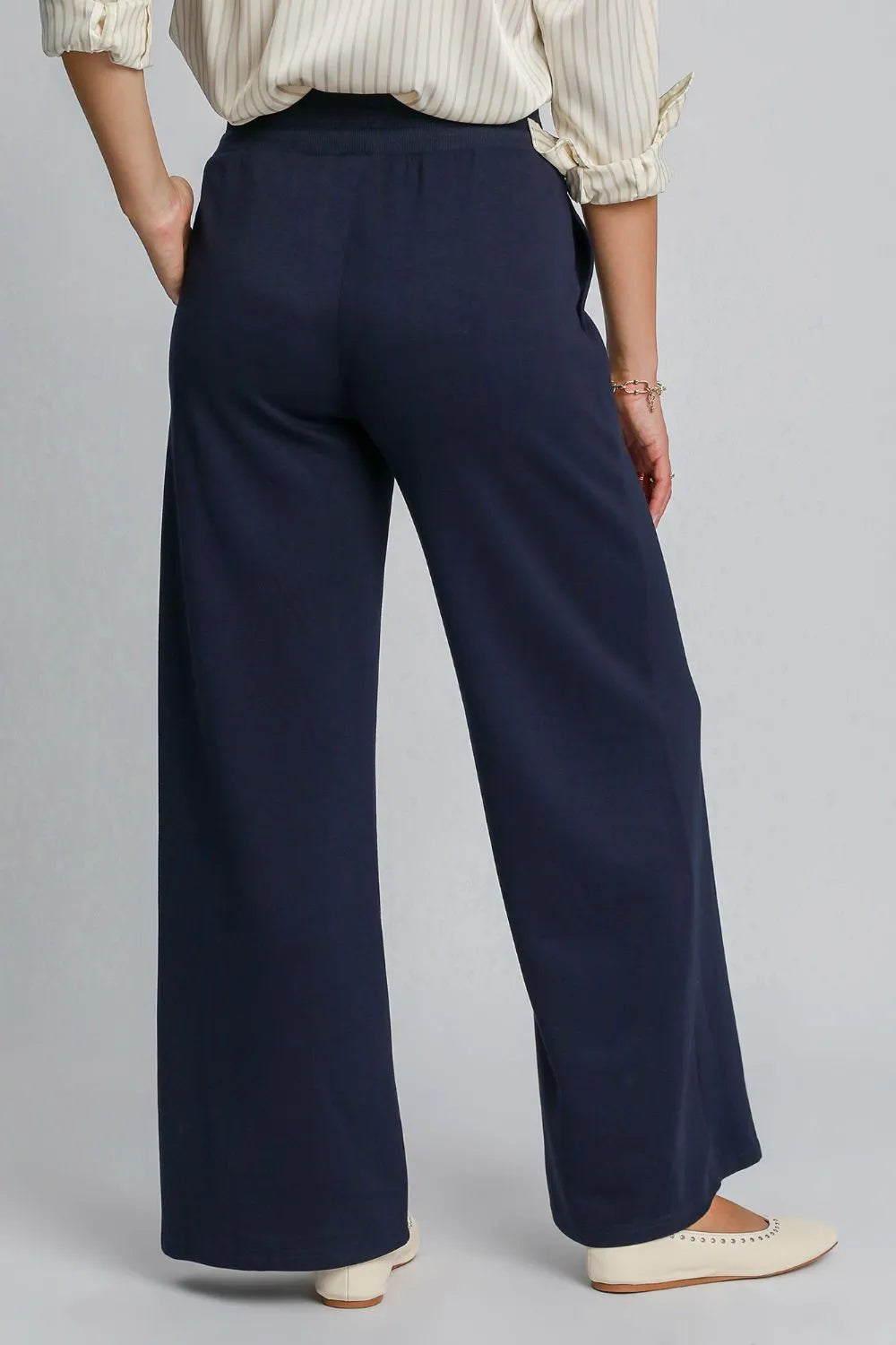 Umgee Drawstring Wide Leg Pants with Pockets Pants