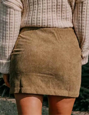 Corduroy Buttoned Front Mini Skirt | Skirts Daverri Fashions