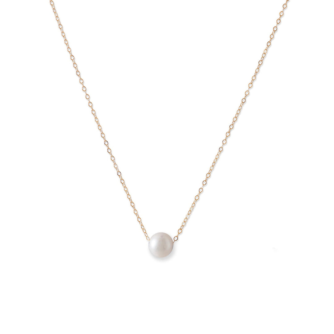 14 Karat Gold Necklace with Cultured Freshwater Floating Pearl Default Title Necklaces