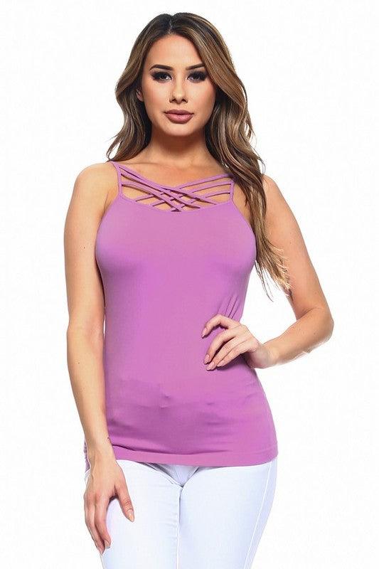 Triple Criss-Cross Front Seamless Cami Top Orchard OS Shirts & Tops