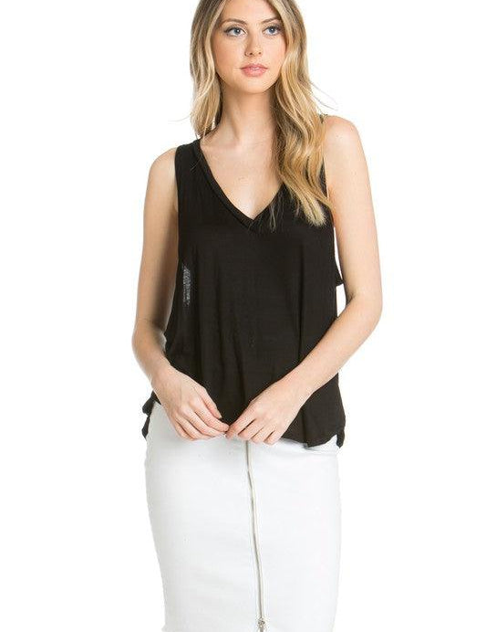 high low v-neck open side tank top