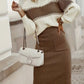 Two-Tone Ribbed Knit Top and Skirt Sweater Set - DAVERRI FASHIONS