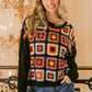 BiBi Granny Square Front Long Sleeve Top - DAVERRI FASHIONS