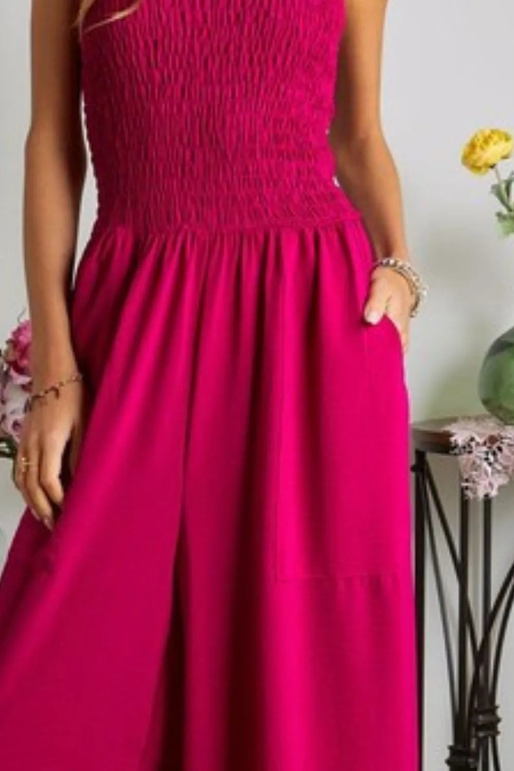 ADORA Smocking Top Wide Leg Jumpsuit Jumpsuits