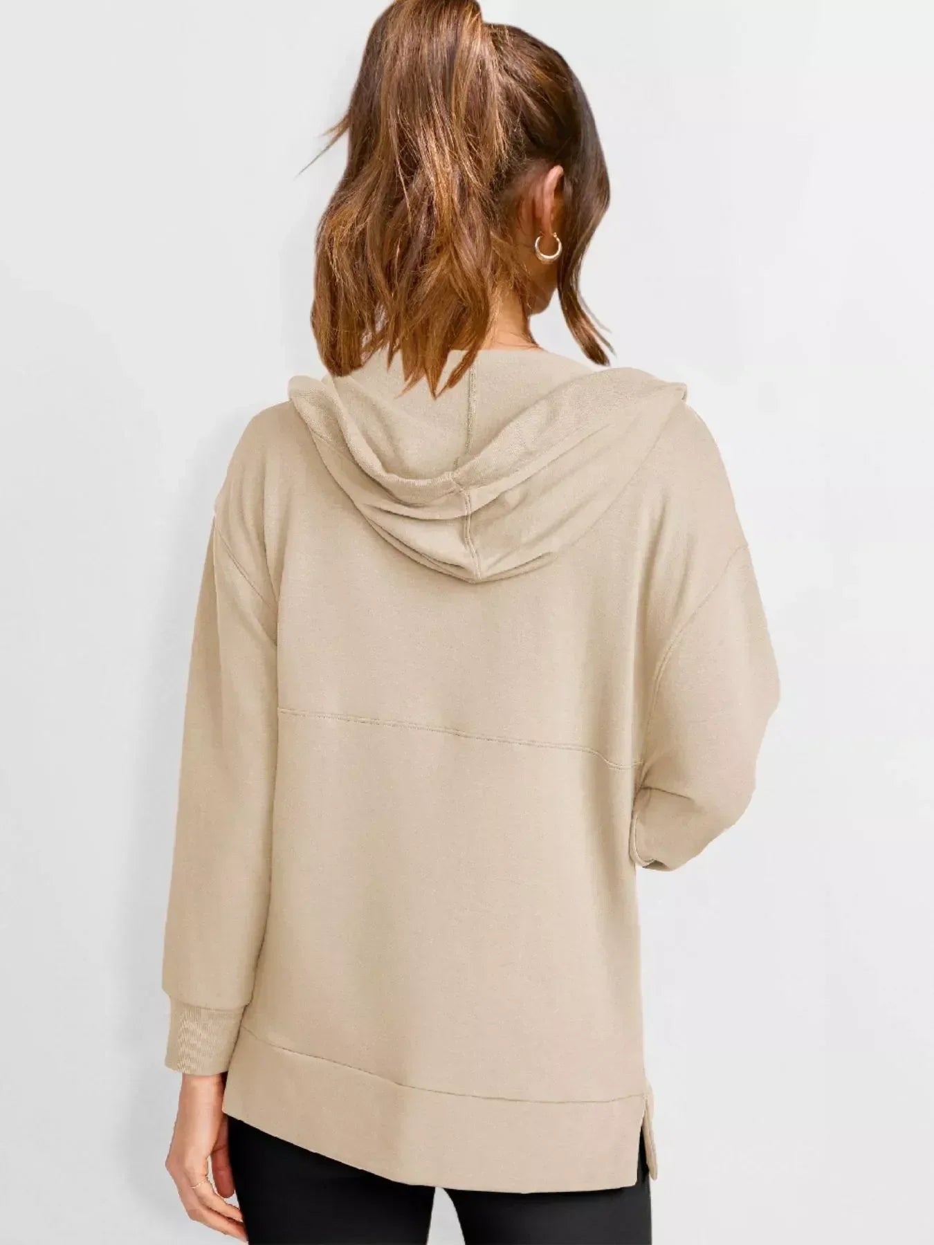 Drawstring Kangaroo Pocket Long Sleeve Hoodie - DAVERRI FASHIONS