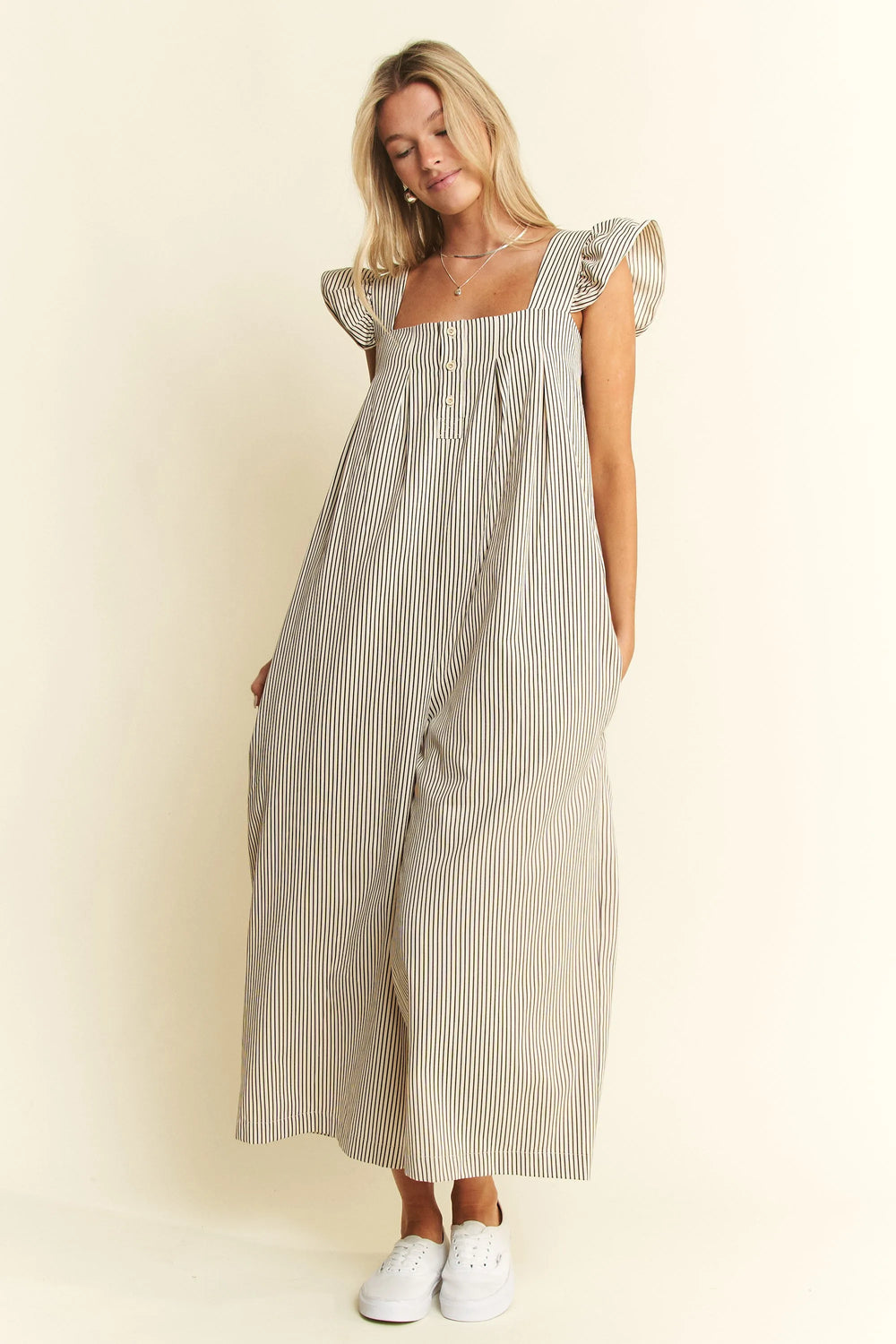 Jade By Jane Stripe Sleeveless Ruffle Jumpsuit Jumpsuits