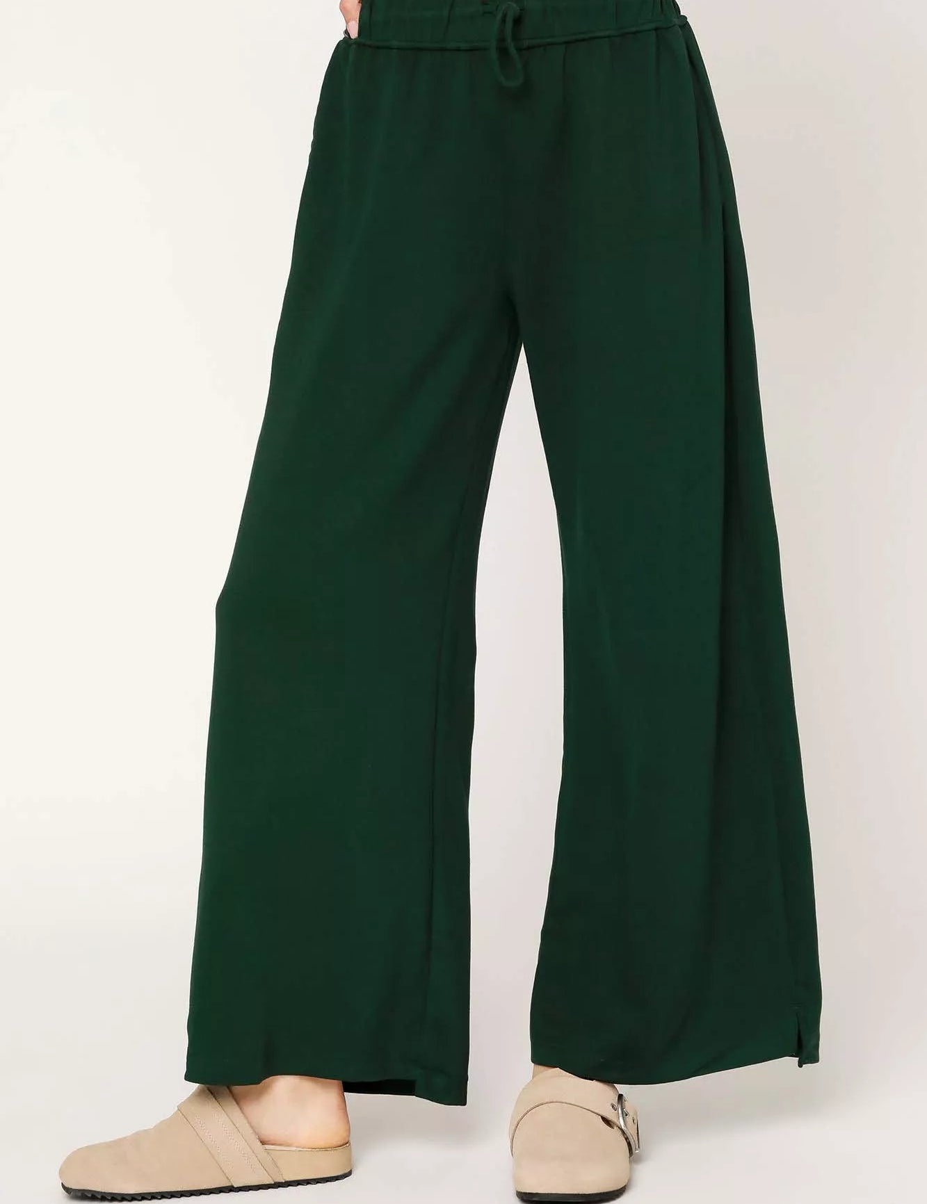 Umgee Elastic Drawstring Waistband Wide Leg Pants | Loungewear Pants Daverri Fashions