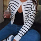 Striped Button Up Cardigan - DAVERRI FASHIONS