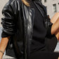 Zip Up Long Sleeve Bomber Jacket - DAVERRI FASHIONS