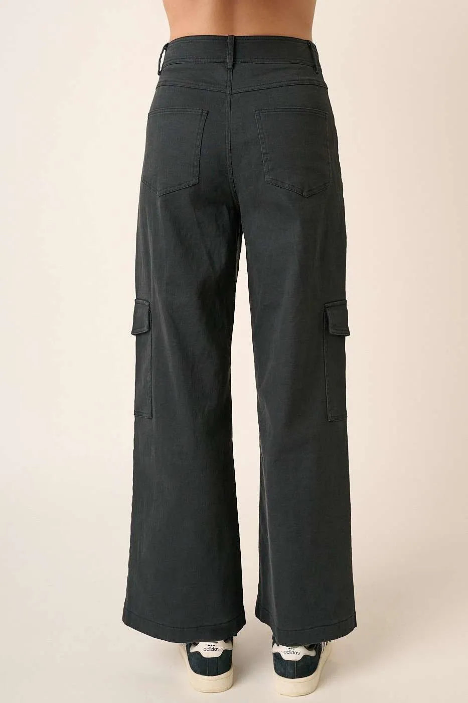 Dark gray Mittoshop wide leg high waist cargo pants with pockets