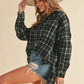 Aemi + Co Side Slit High-Low Plaid Long Sleeve Polo Shirt - DAVERRI FASHIONS