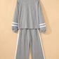 Daverri Fashions gray white striped track suit set with ribbed cuffs