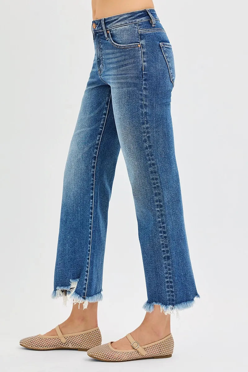 RISEN Full Size Mid Rise Crop Straight Jeans Plus Size Jeans