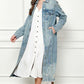 Veveret Full Size Distressed Raw Hem Pearl Detail Button Up Jacket