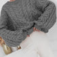 Cable Knit Long Sleeve Sweater - DAVERRI FASHIONS