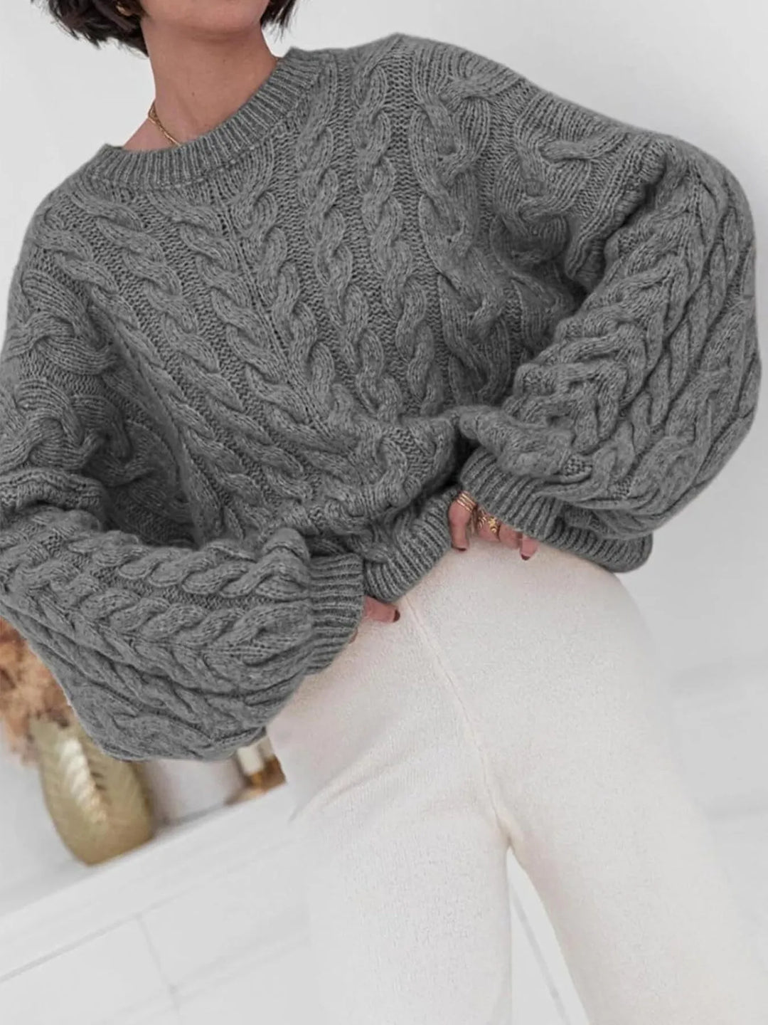 Cable Knit Long Sleeve Sweater | Sweaters Daverri Fashions