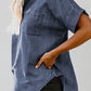Pocketed Button Up Short Sleeve Denim Shirt - DAVERRI FASHIONS