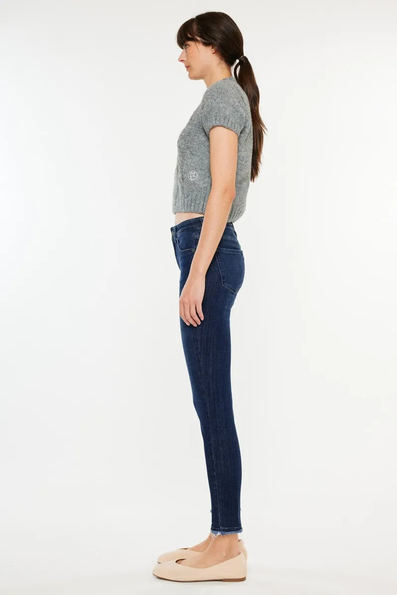 Kancan High-Rise Slim Fit Raw Hem Ankle Jeans Jeans