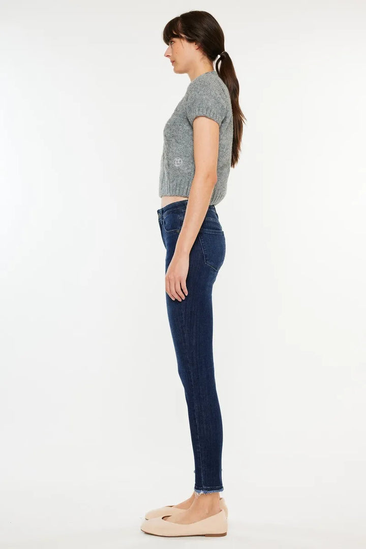 Kancan High-Rise Slim Fit Raw Hem Ankle Jeans Jeans