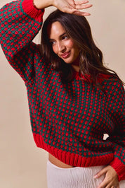 SO ME Textured Two Tone Sweater | Sweaters Daverri Fashions