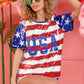 BiBi American Flag Theme USA Lettering Sequin Top Tops