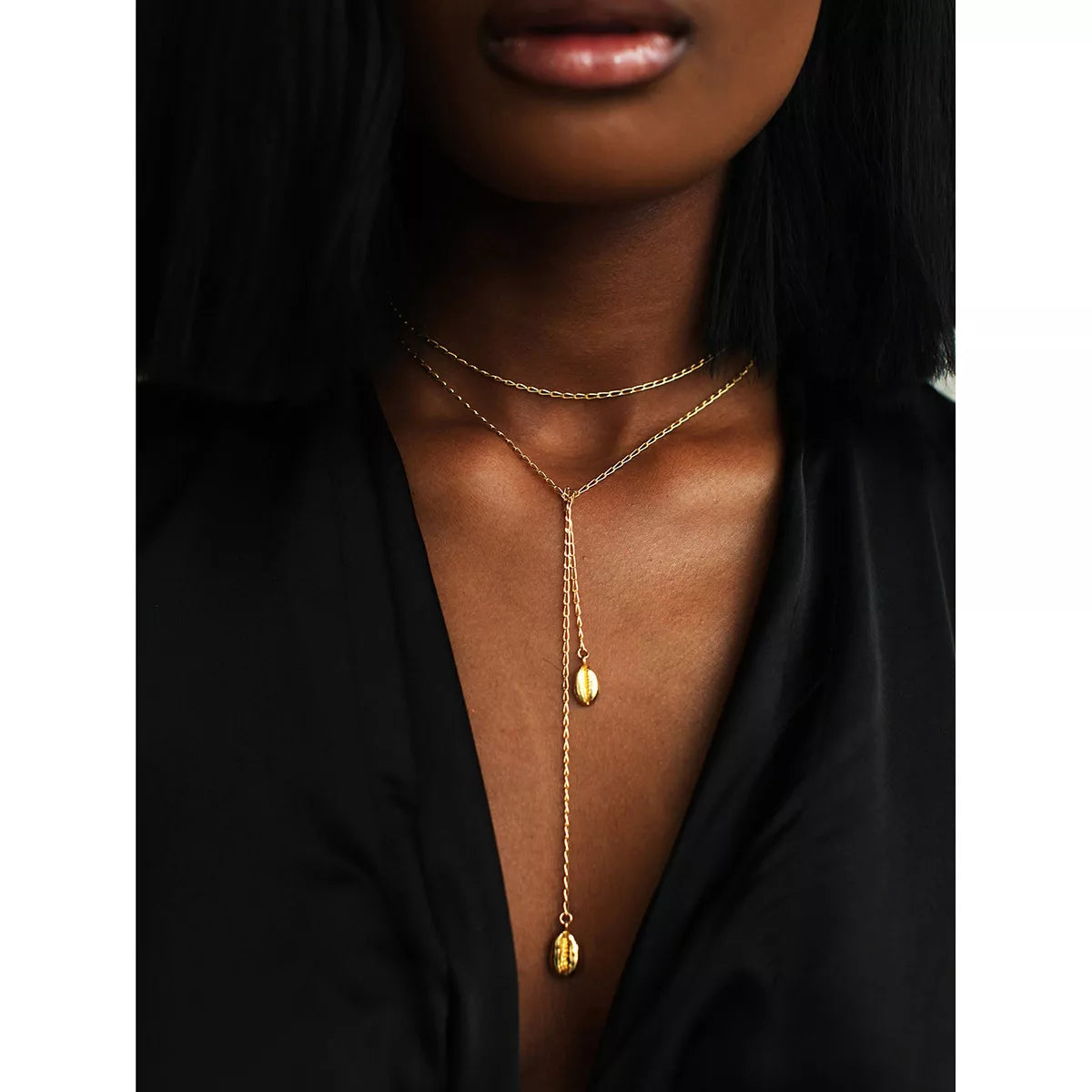 Gold onesize 18K Gold-Plated Y-Shaped Necklace | Jewelry Daverri Fashions