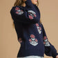Umgee Floral Knit Sweater with Puff Sleeves - DAVERRI FASHIONS