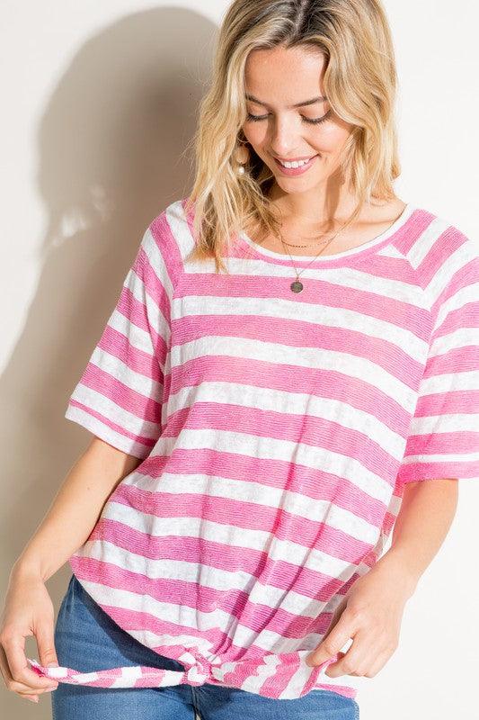 STRIPE FRONT TIE BOTTOM TOP Pink