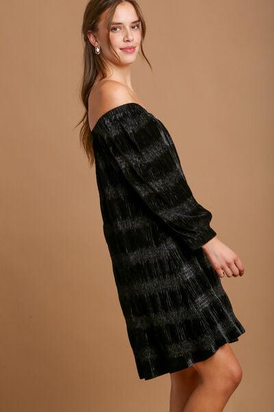 Umgee Off-Shoulder Balloon Sleeve Velvet Mini Dress Mini Dresses