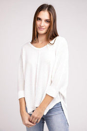 Zenana 3/4 Sleeve Hi-Low Top Shirts & Tops