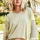 POL High-Low Contrast V-Neck Top Tops