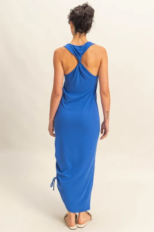 HYFVE Scoop Neck Side Tie Detail Midi Dress