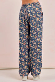 BiBi Washed Floral Print Wide Leg Jeans | Jeans Daverri Fashions