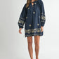 MABLE Embroidered Long Sleeve Peasant Mini Dress Mini Dresses