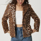 Fuzzy Leopard Collared Neck Jacket - DAVERRI FASHIONS