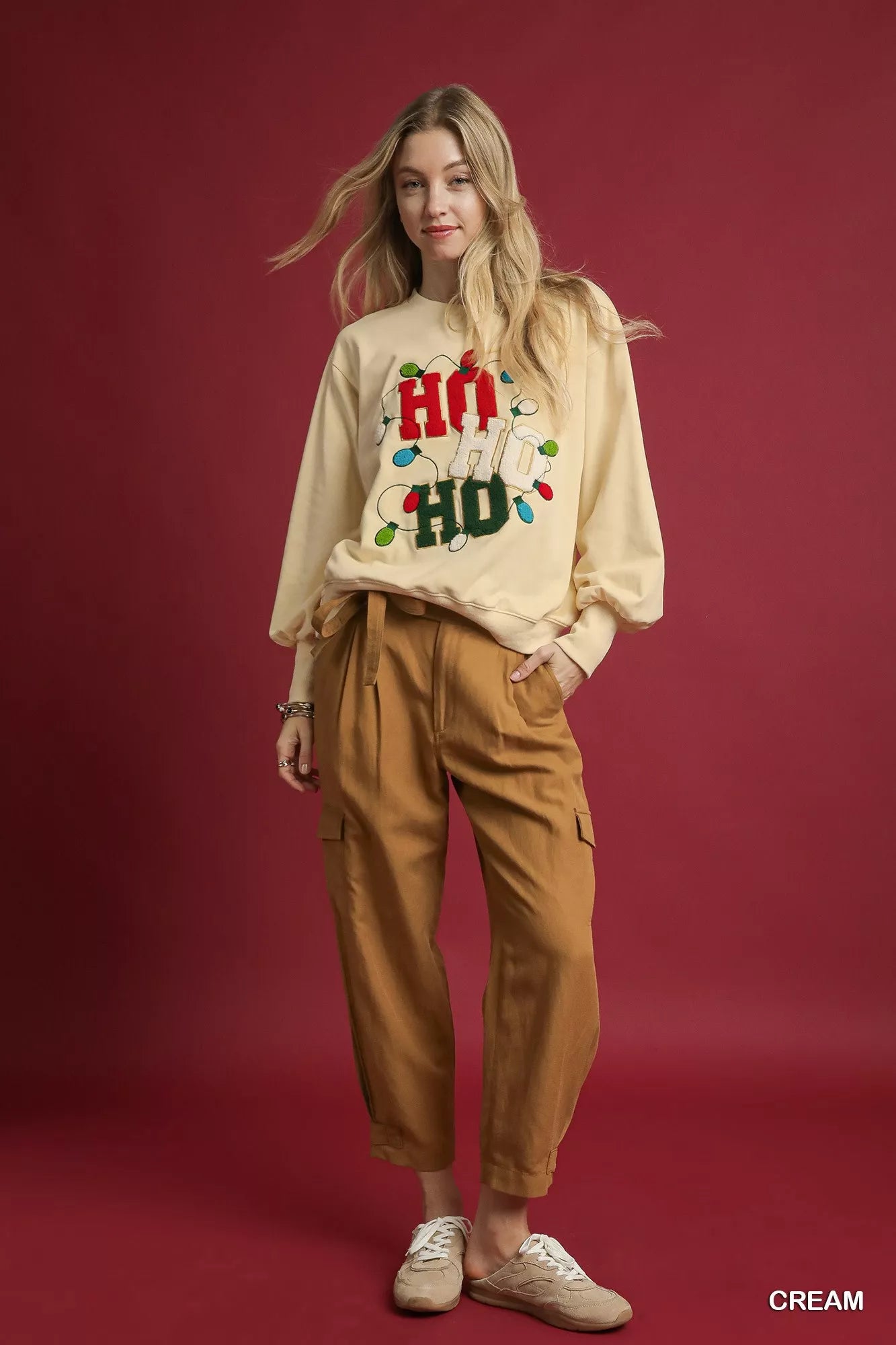 Umgee HO Applique French Terry Sweatshirt | Sweatshirts Daverri Fashions