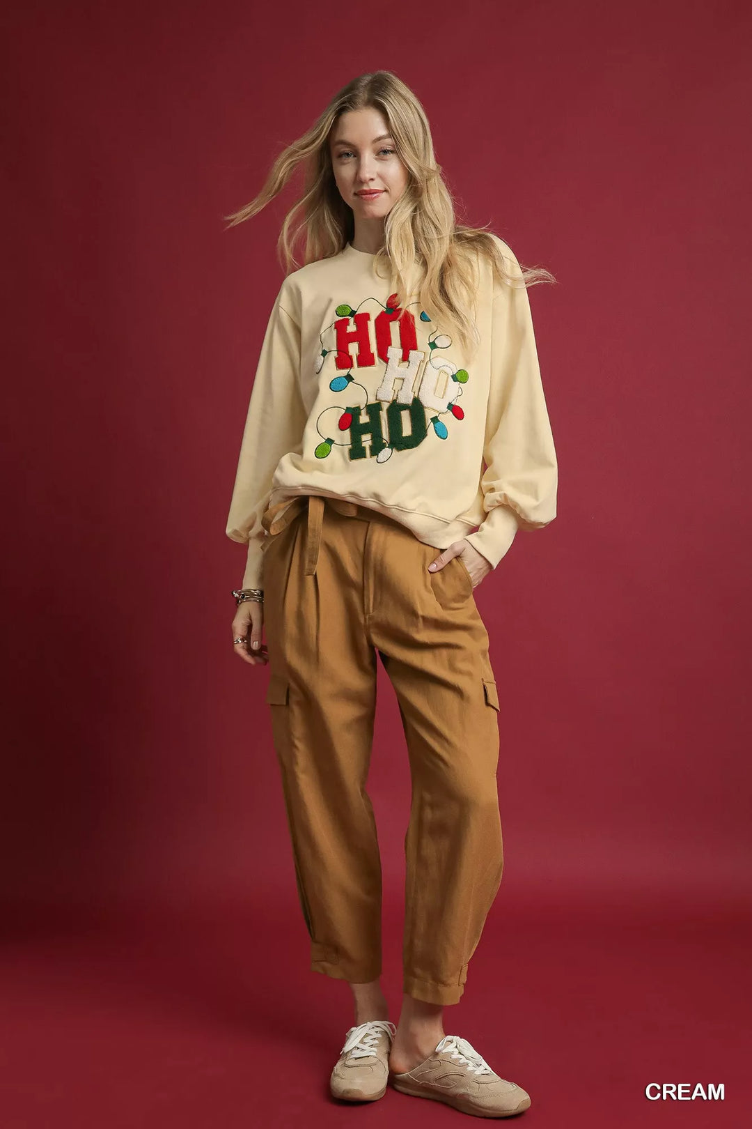 Umgee HO Applique French Terry Sweatshirt | Sweatshirts Daverri Fashions