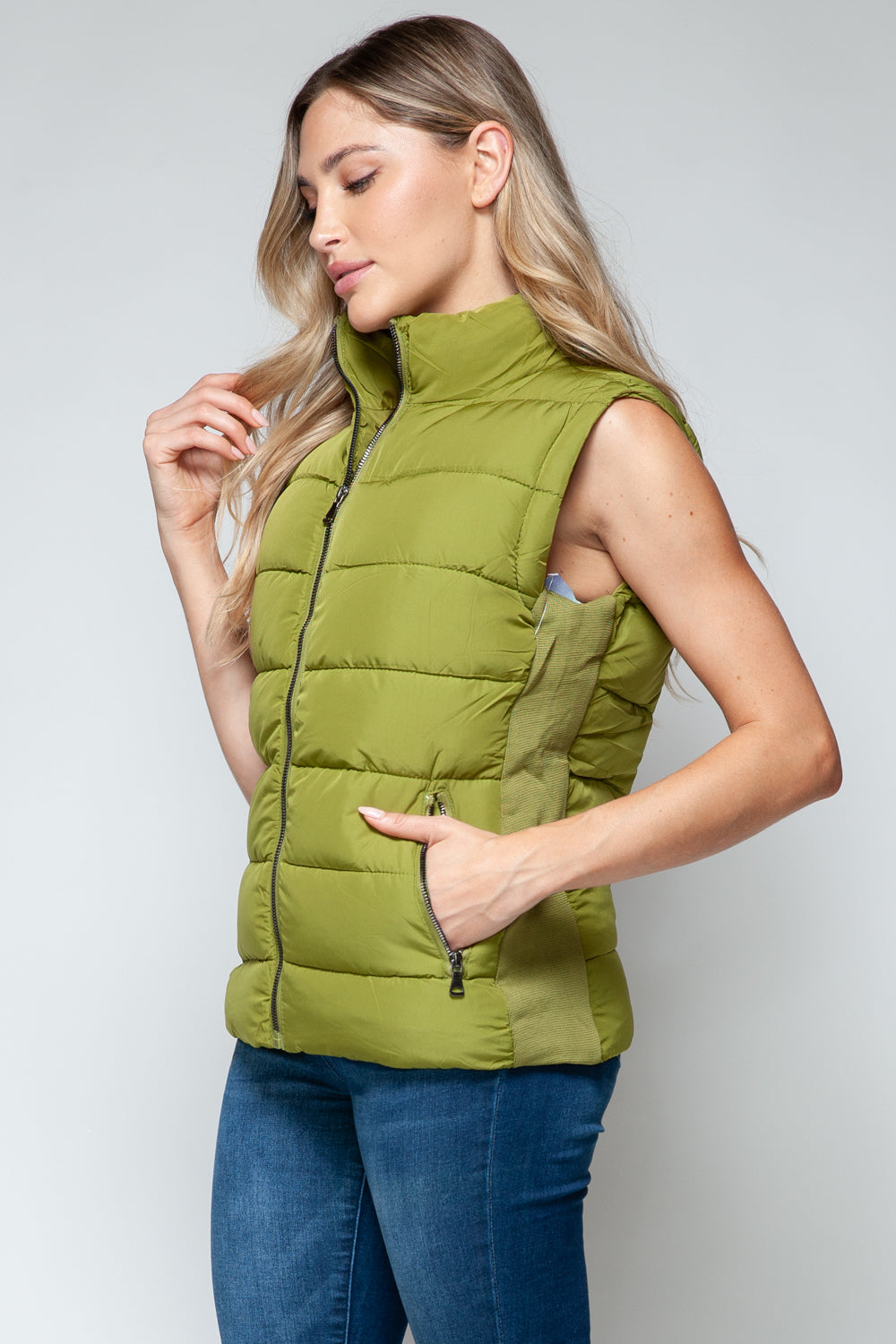 Zip Up Turtleneck Vest with Pockets Tops