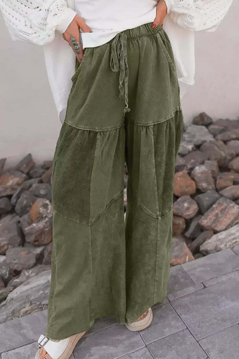 Tiered Wide Leg Pants - DAVERRI FASHIONS