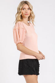 Mittoshop Frill Round Neck Half Sleeve Blouse