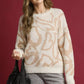 Umgee Heart Print Crew Neck Sweater - DAVERRI FASHIONS