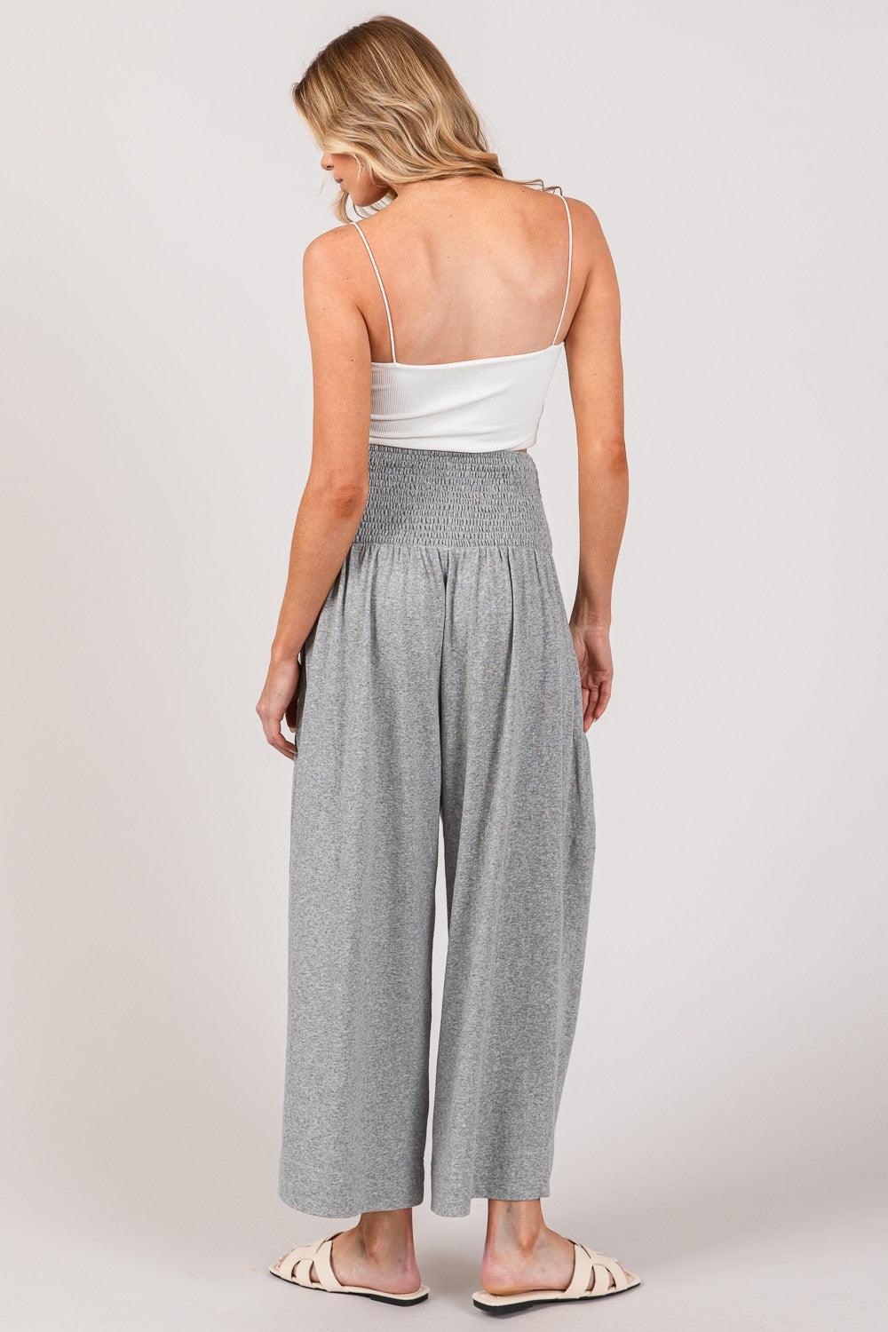 SAGE + FIG Drawstring Smocked High Waist Pants Pants