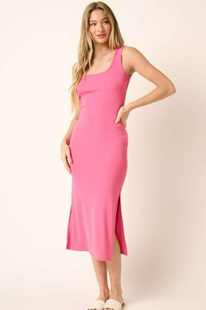 Mittoshop Side Slit Wide Strap Midi Tank Dress