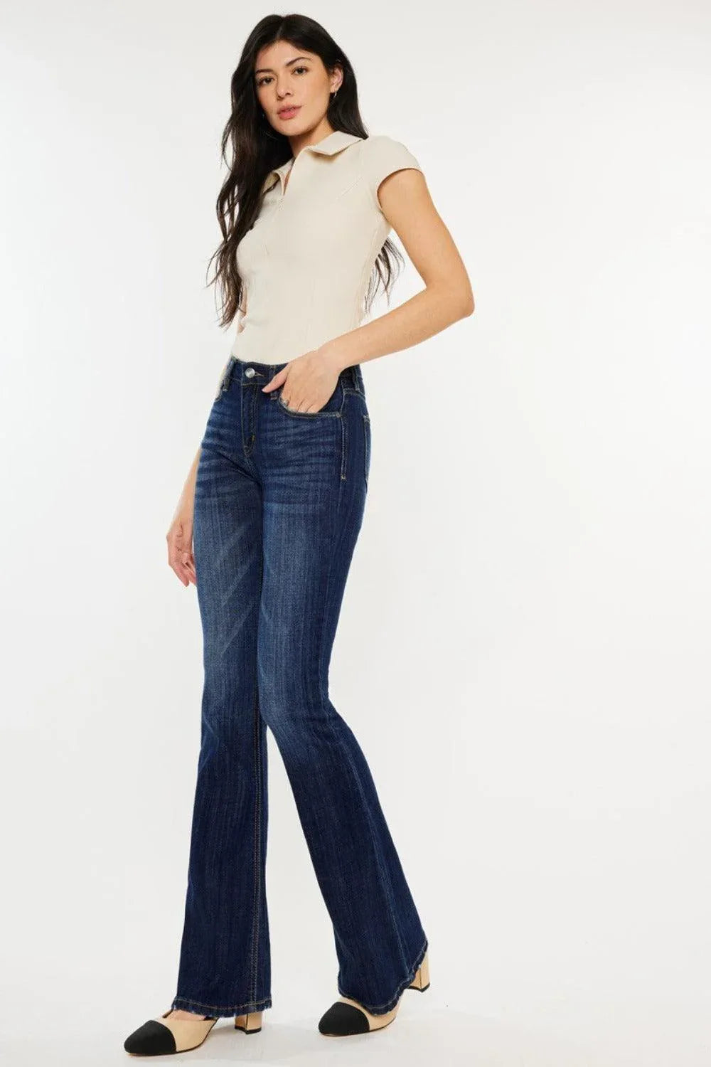 Kancan Full Size Mid Rise Slim Flare Jeans - DAVERRI FASHIONS