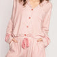 Striped Collared Neck Long Sleeve Top and Shorts Lounge Set - DAVERRI FASHIONS