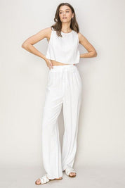 D-Linen Blended Top and Pants Set OFF WHITE Outfit Sets