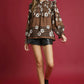 Umgee Full Size Mix Floral Smocked Ruffle Blouse Plus Size Tops