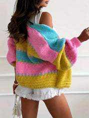 Color Block Drop Shoulder Cardigan | Cardigans Daverri Fashions