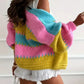 Color Block Drop Shoulder Cardigan - DAVERRI FASHIONS