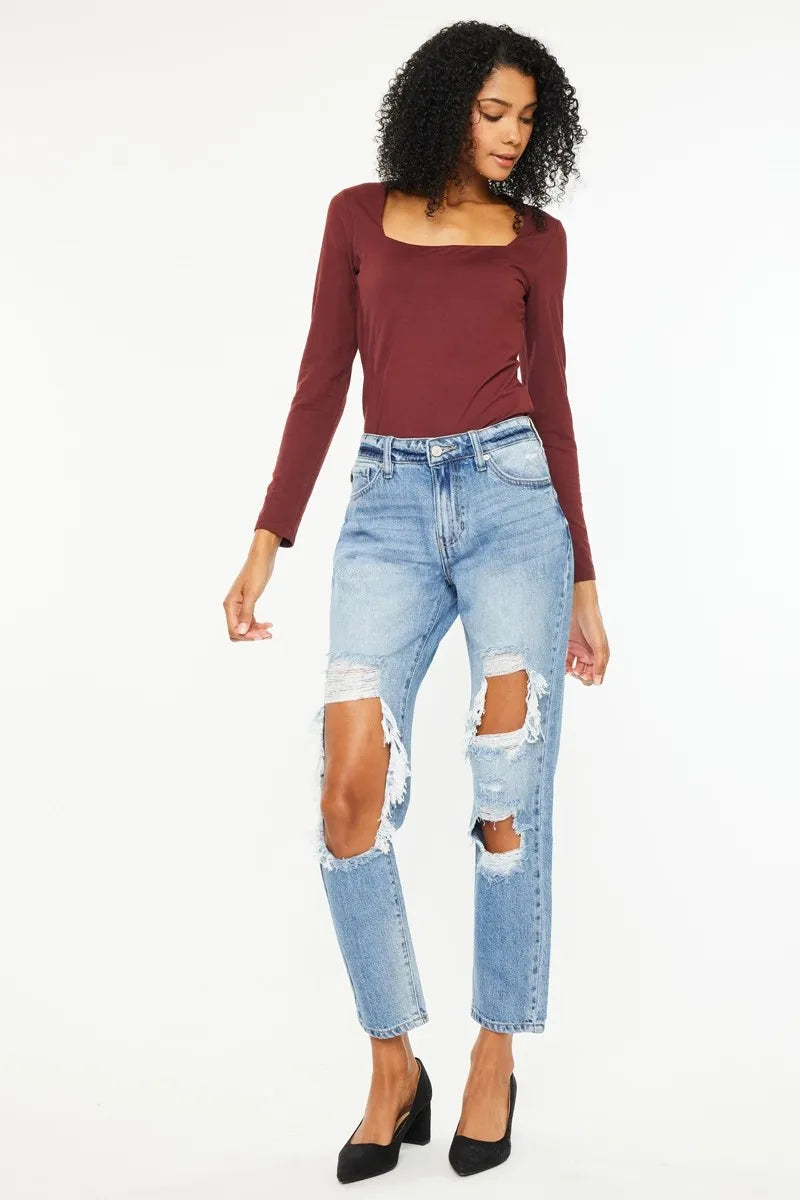Kancan High Rise Distressed Boyfriend Jeans Jeans